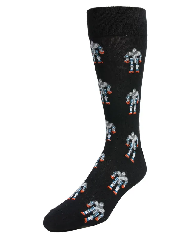 Robot Overlords Bamboo Blend Cartoon Men's Socks sold by MeMoi