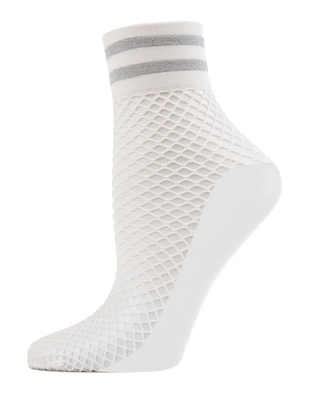 Metallic Stripe Fishnet Ankle Sock sold by MeMoi