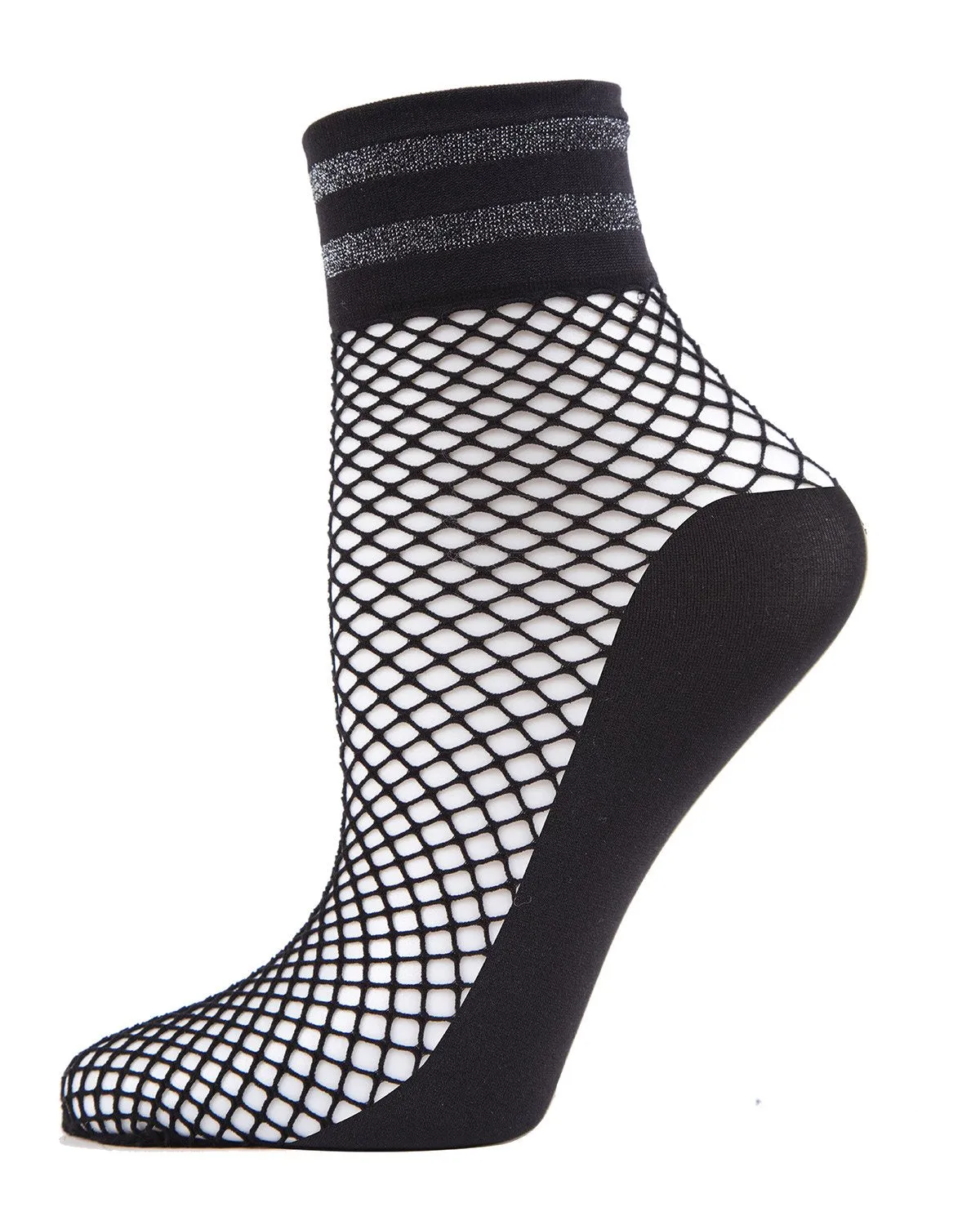 Metallic Stripe Fishnet Ankle Sock sold by MeMoi product image thumbnail 2