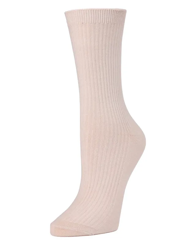 Women's Basic Ribbed Cotton Blend Crew Socks sold by MeMoi