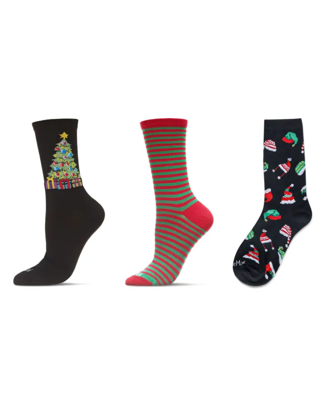 3 Pair Women's Christmas Holiday Novelty Crew Socks sold by MeMoi
