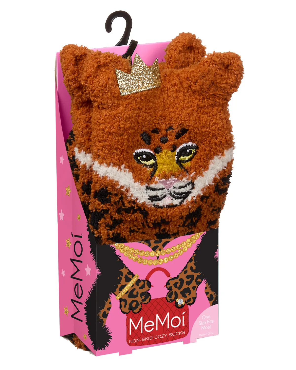 Women's Leopard Embellished Plush Crews sold by MeMoi
