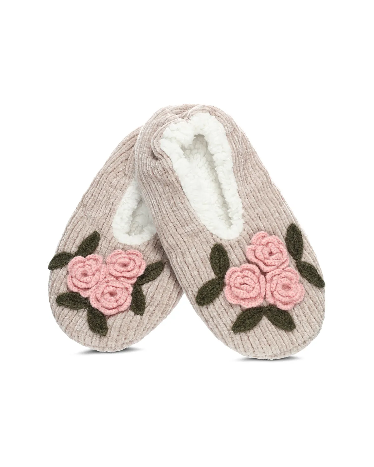 Women's Coming Up Roses Chenille Sherpa-Lined Slippers sold by MeMoi