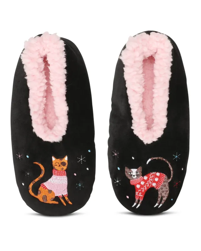 Women's Sweater Cats Sherpa Lined Slippers sold by MeMoi