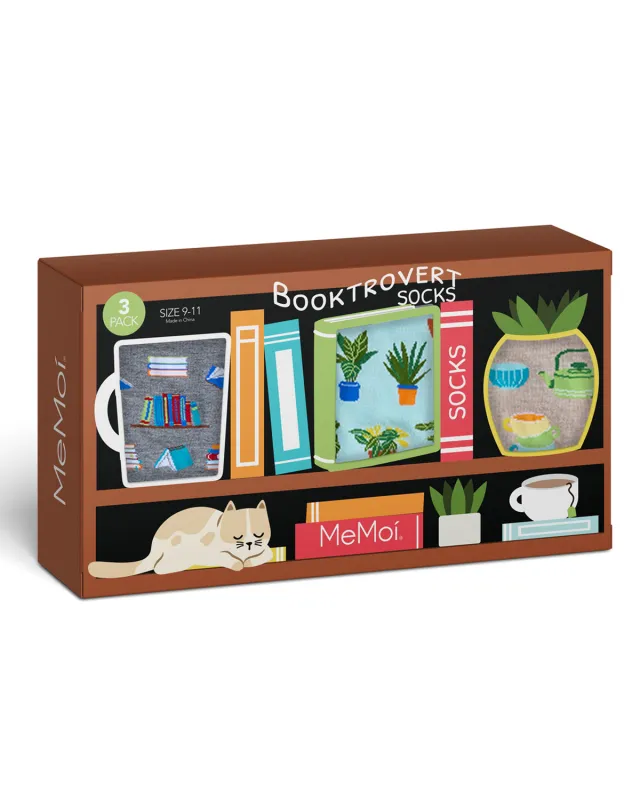 Booktrovert 3 Pack Gift Set Crew Socks sold by MeMoi