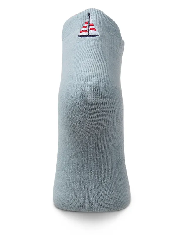 Women's Sailboat-Embroidered Half-Cushioned Low Cut Sock sold by MeMoi