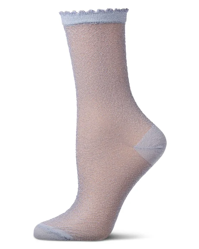 Women's Shimmer Sheer Lurex-Blend Fashion Crew Sock sold by MeMoi