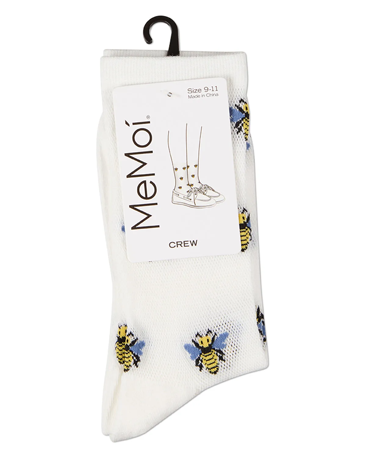 Women's Bee-Themed Mesh Cotton-Rich Novelty Crew Sock sold by MeMoi product image thumbnail 4