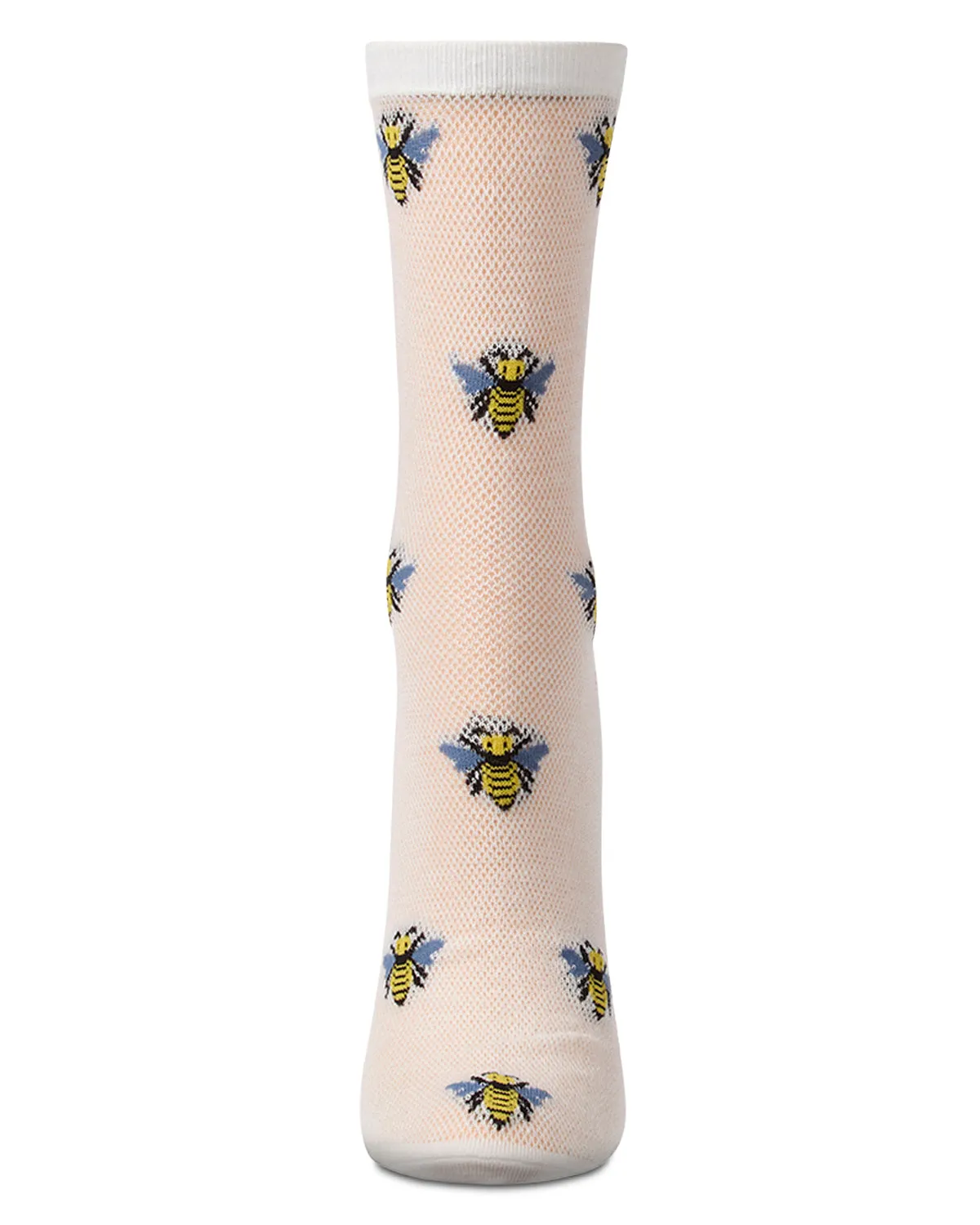 Women's Bee-Themed Mesh Cotton-Rich Novelty Crew Sock sold by MeMoi product image thumbnail 2