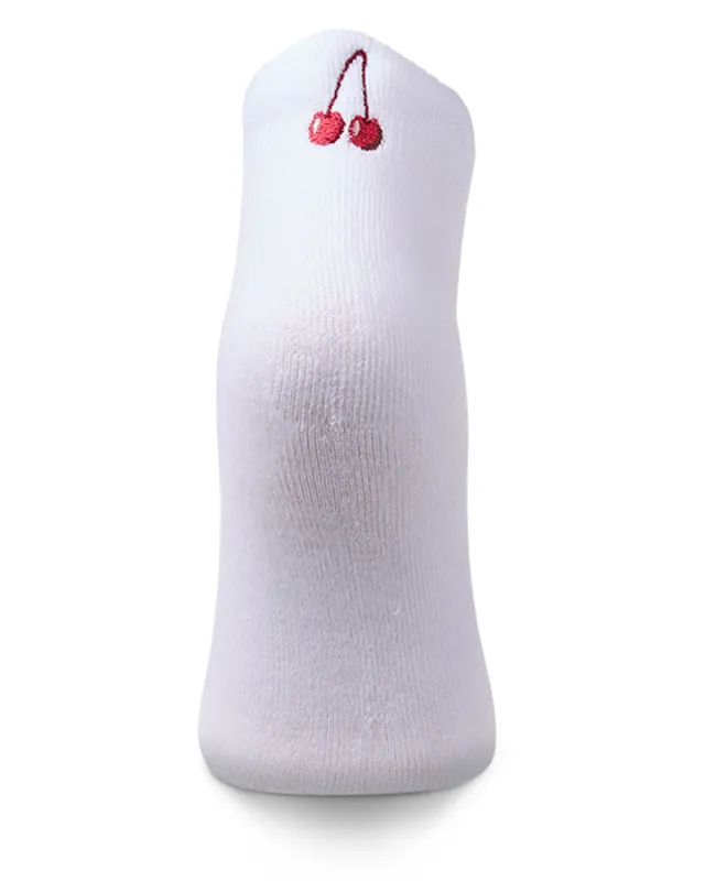 Women's Cherries-Embroidered Half-Cushioned Low Cut Sock sold by MeMoi