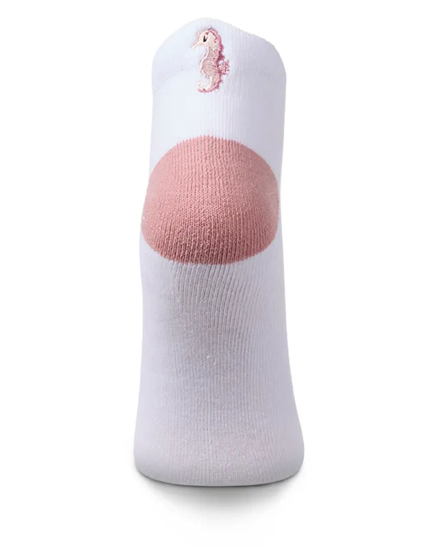 Women's Sea Horse-Embroidered Half-Cushioned Low Cut Sock sold by MeMoi