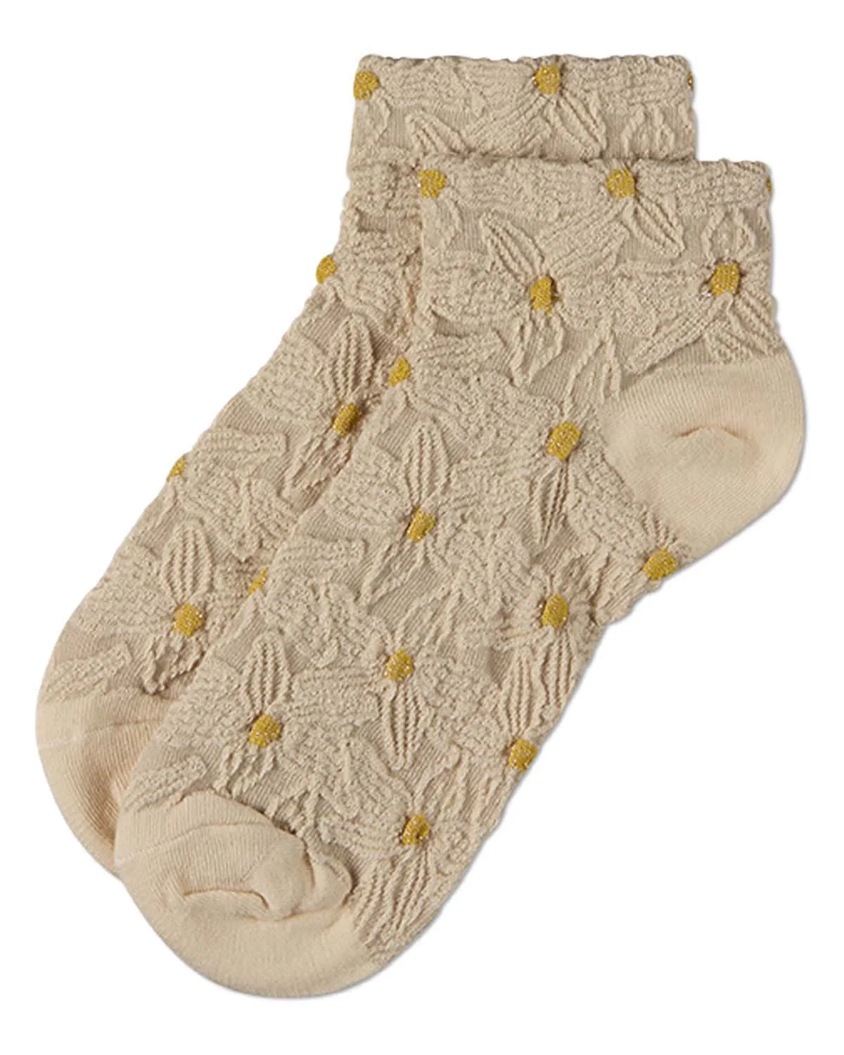 Women's Cotton-Rich Floral 3D-Textured Shortie Ankle Sock sold by MeMoi product image thumbnail 5