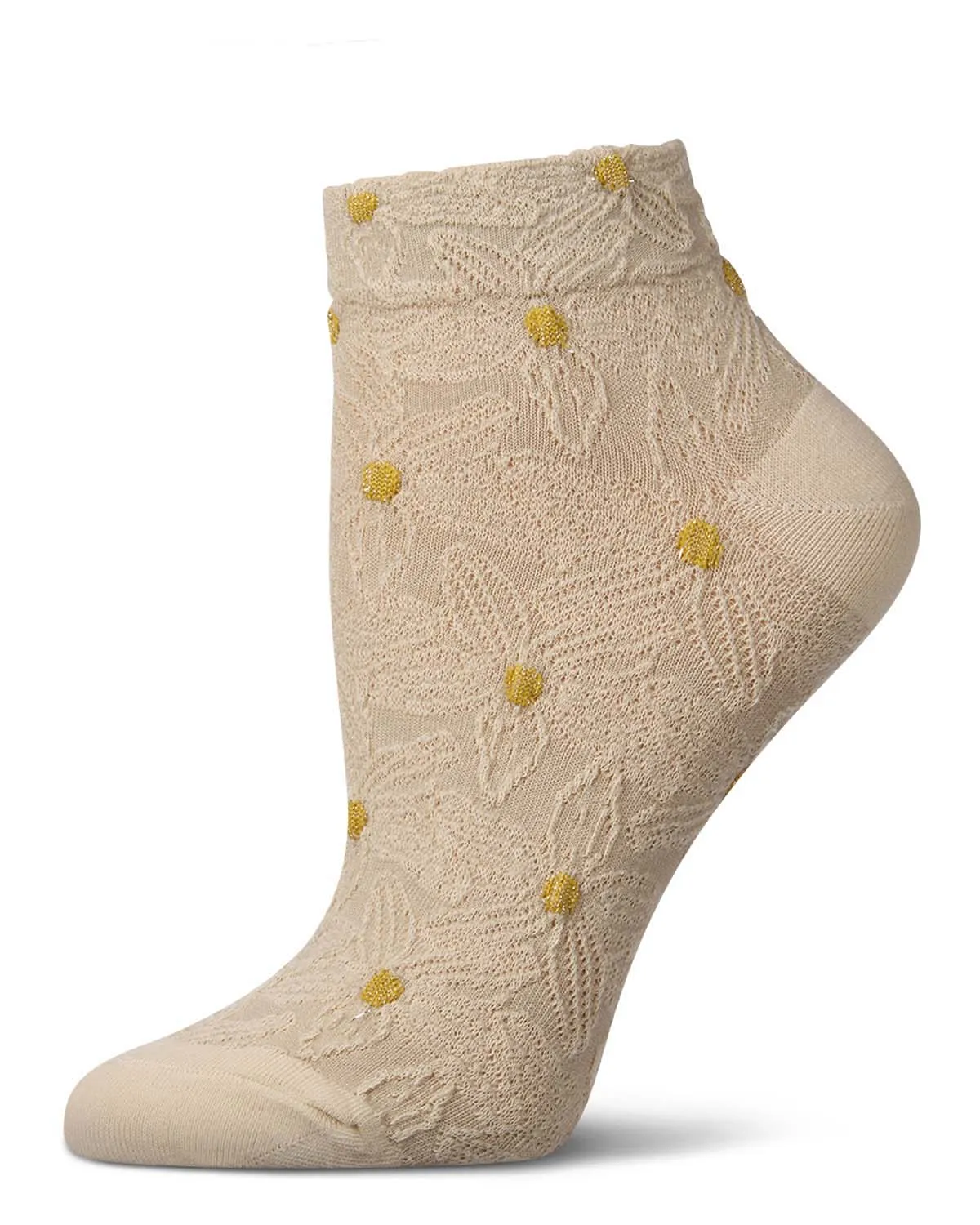 Women's Cotton-Rich Floral 3D-Textured Shortie Ankle Sock sold by MeMoi product image thumbnail 2