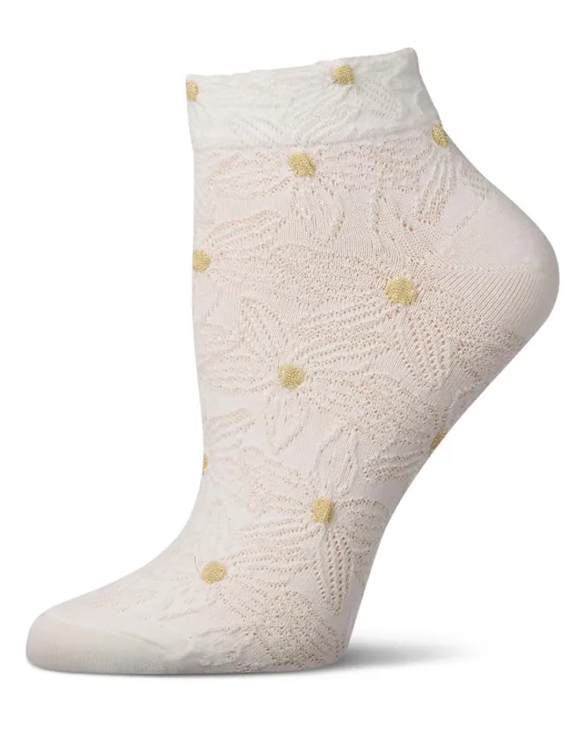 Women's Cotton-Rich Floral 3D-Textured Shortie Ankle Sock sold by MeMoi