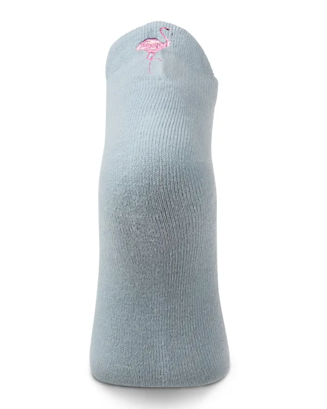 Women's Flamingo-Embroidered Half-Cushioned Low Cut Sock sold by MeMoi