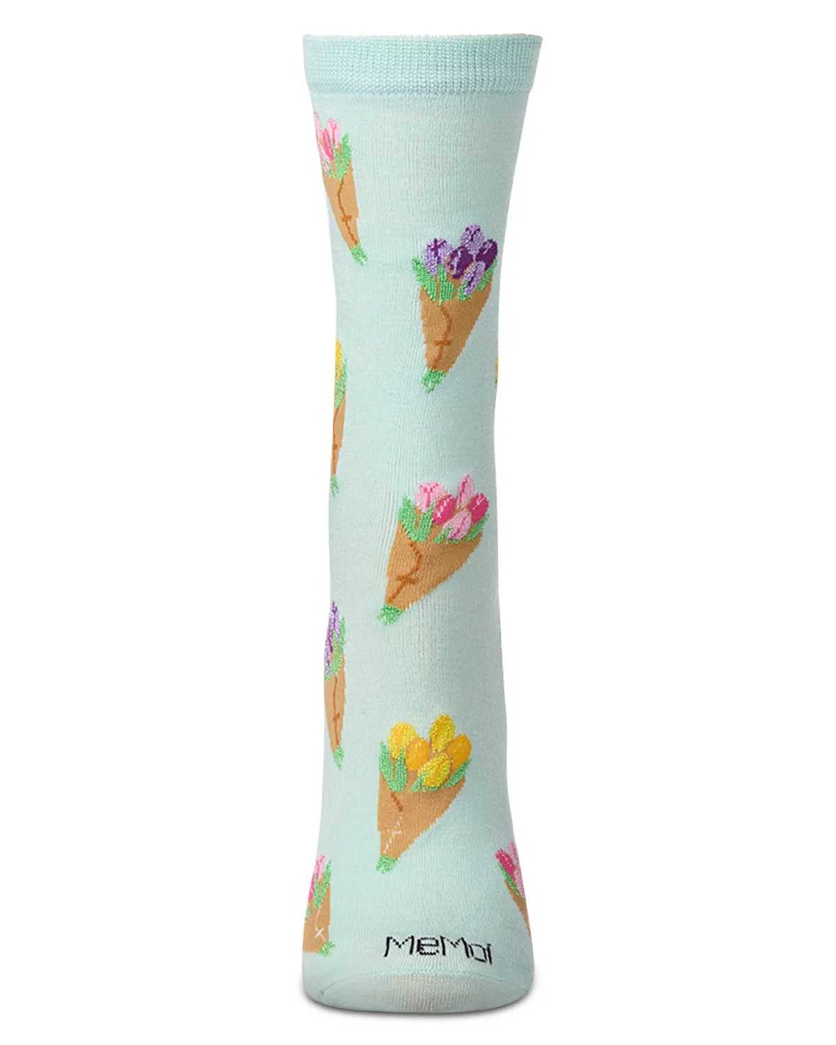 Women's "Tulip Bouquets" Rayon-Blend Novelty Crew Sock sold by MeMoi product image thumbnail 2