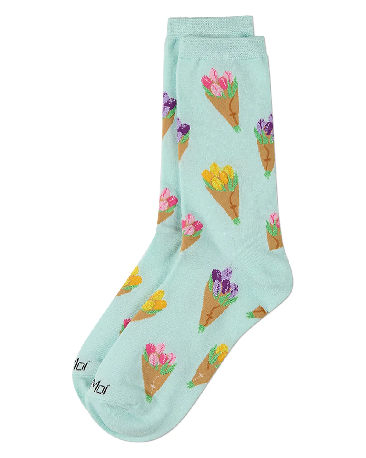 Women's "Tulip Bouquets" Rayon-Blend Novelty Crew Sock sold by MeMoi product image thumbnail 3