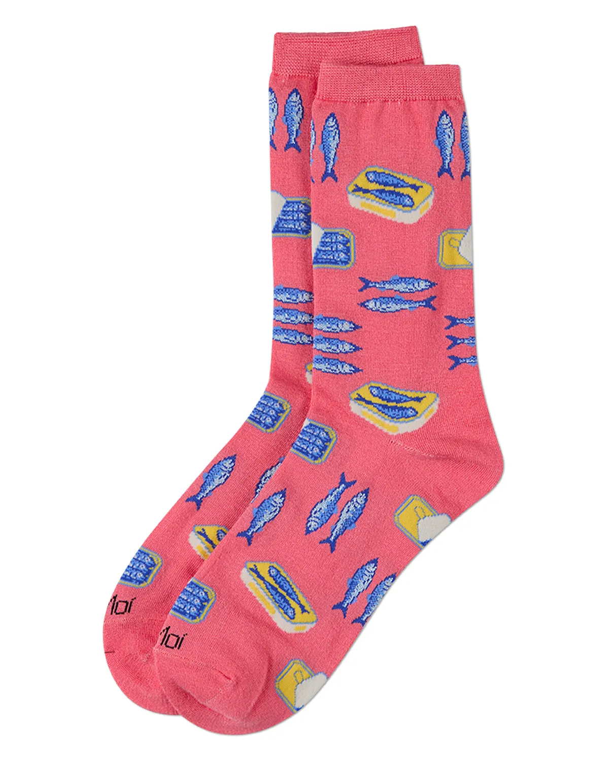 Women's Sardines-Themed Rayon-Blend Novelty Crew Sock sold by MeMoi product image thumbnail 3