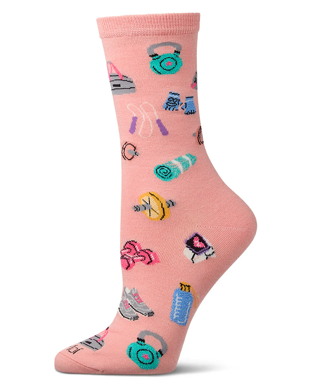 Women's Workout-Themed Rayon-Blend Novelty Crew Sock sold by MeMoi