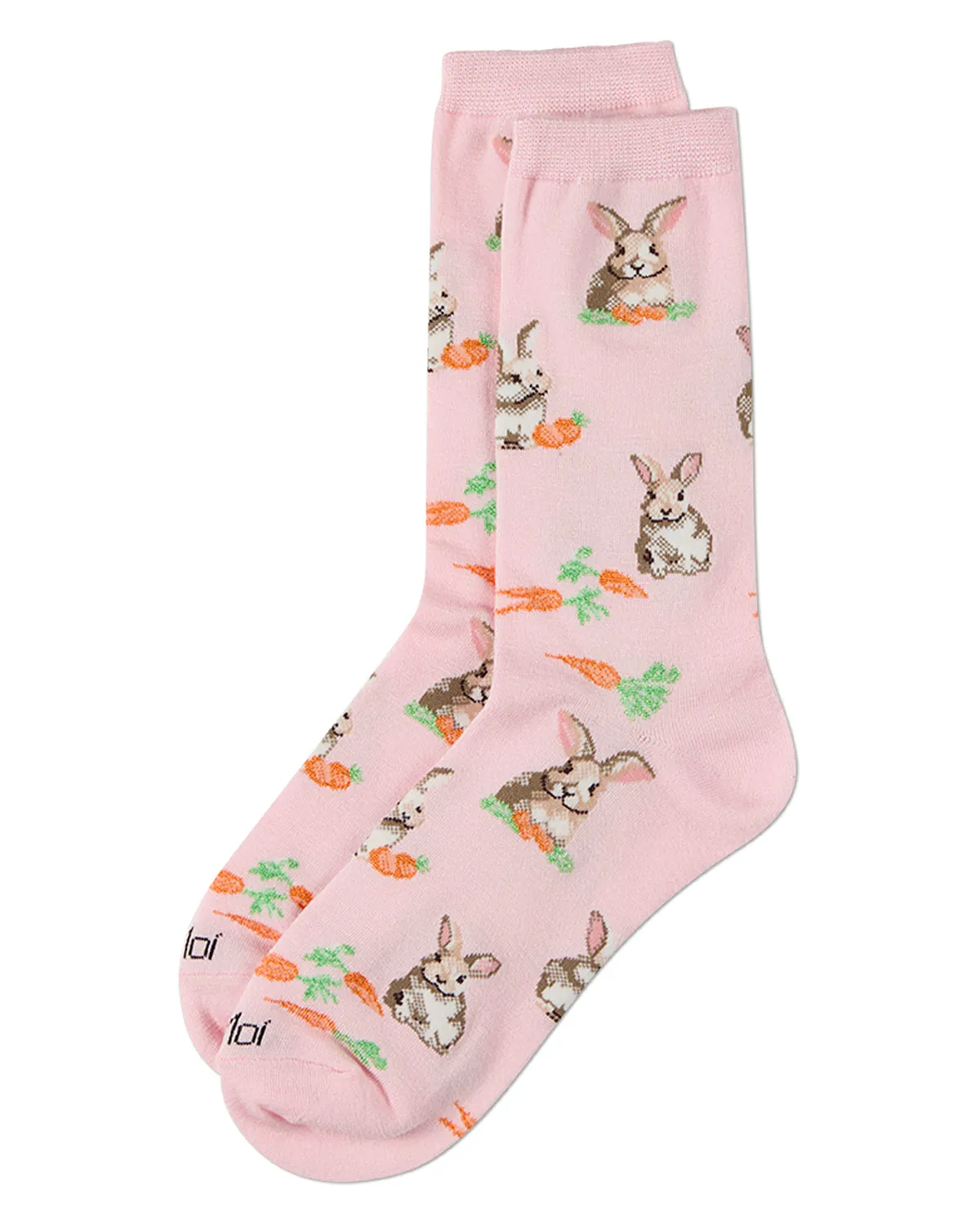 Women's "Bunny & Carrot" Rayon-Blend Novelty Crew Sock sold by MeMoi product image thumbnail 3