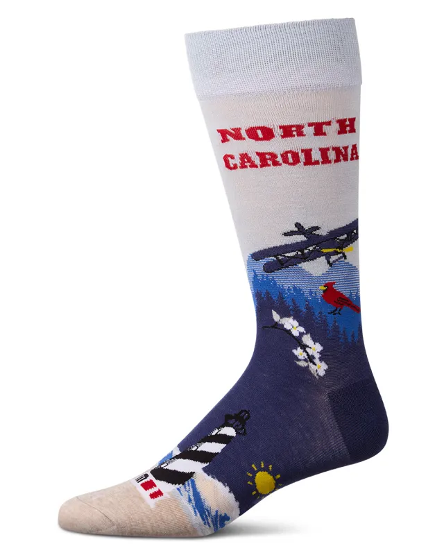 Men's North Carolina-Themed Rayon-Blend Novelty Crew Sock sold by MeMoi