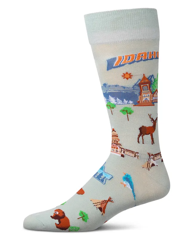 Men's Idaho-Themed Rayon-Blend Novelty Crew Sock sold by MeMoi