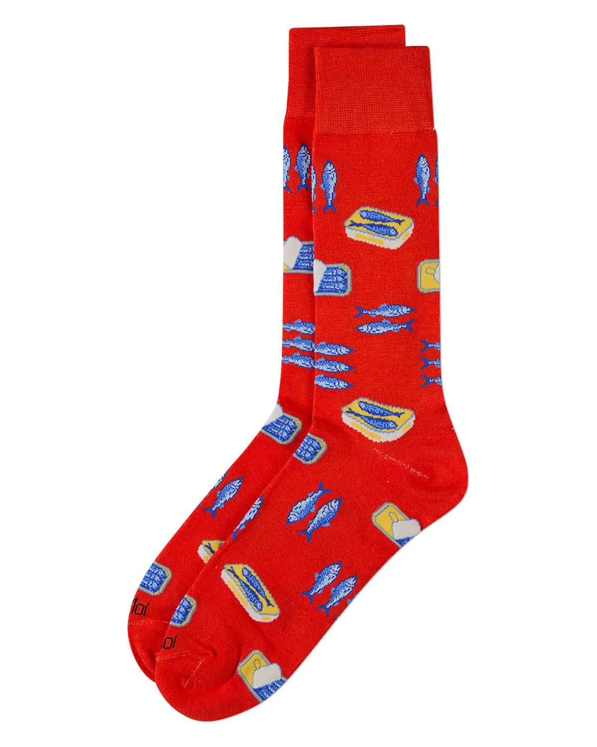 Men's Sardines-Themed Rayon-Blend Novelty Crew Sock sold by MeMoi product image thumbnail 3