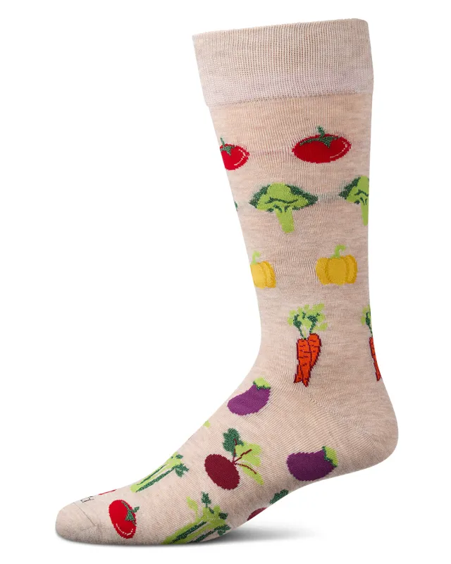 Men's Veggies-Themed Rayon Blend Fine-Gauge Novelty Crew Sock sold by MeMoi
