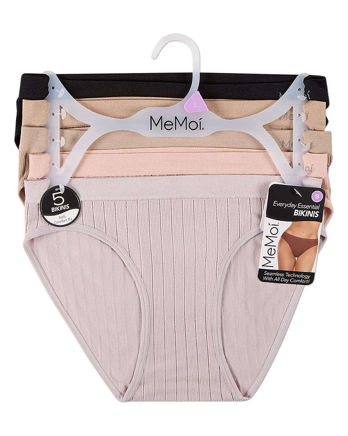 5 Pair Women's Seamless Wide-Rib No-Show Tag-Free Bikini Panties sold by MeMoi product image thumbnail 4