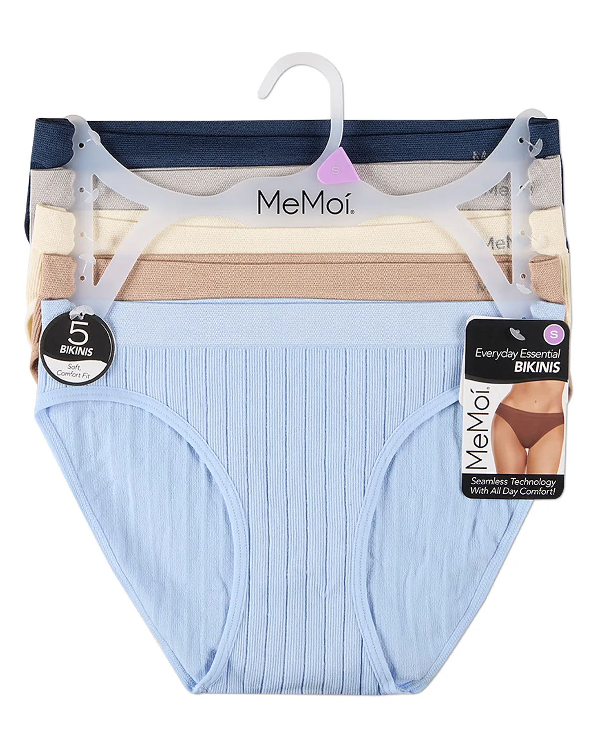 5 Pair Women's Seamless Wide-Rib No-Show Tag-Free Bikini Panties sold by MeMoi product image thumbnail 2