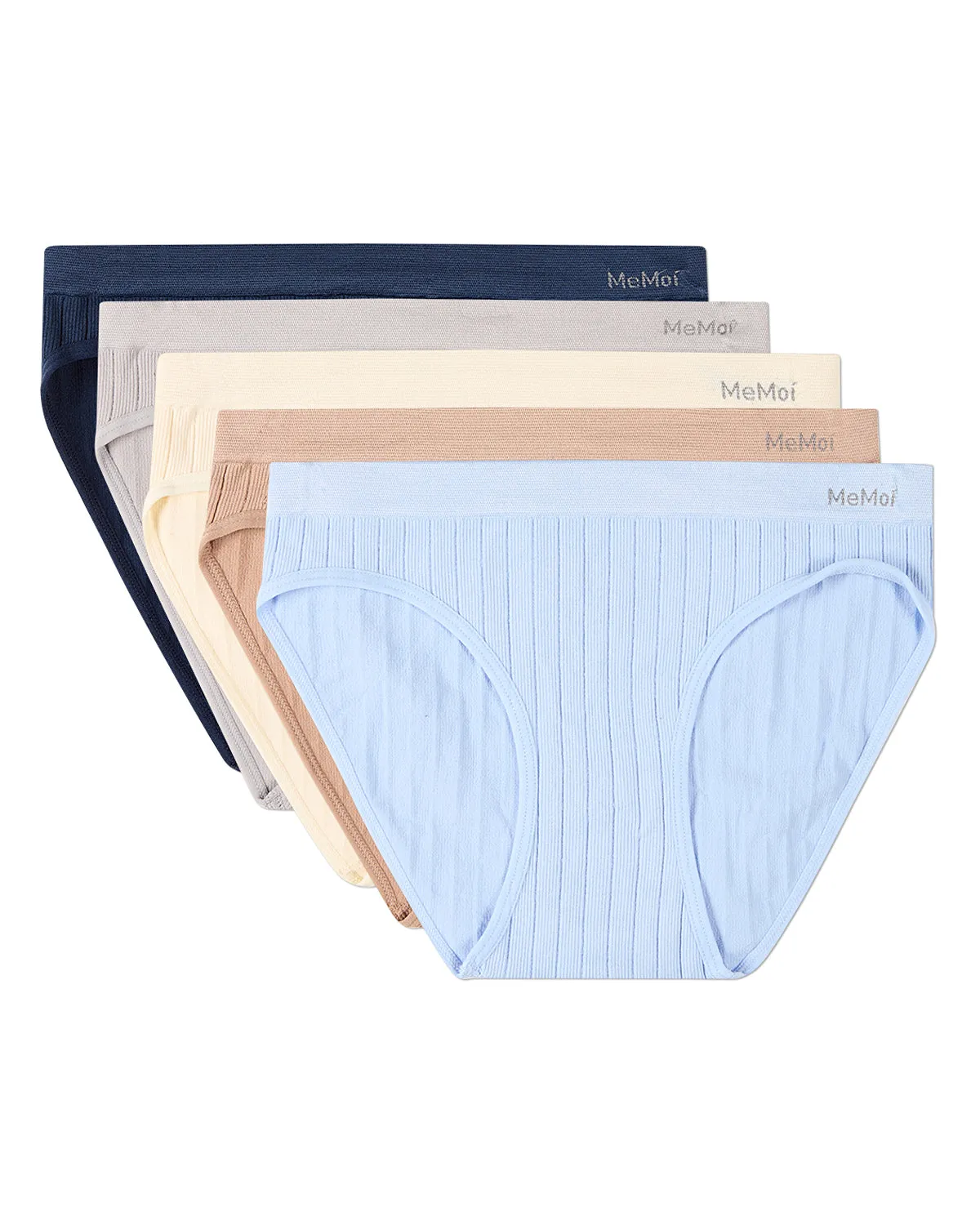 5 Pair Women's Seamless Wide-Rib No-Show Tag-Free Bikini Panties sold by MeMoi