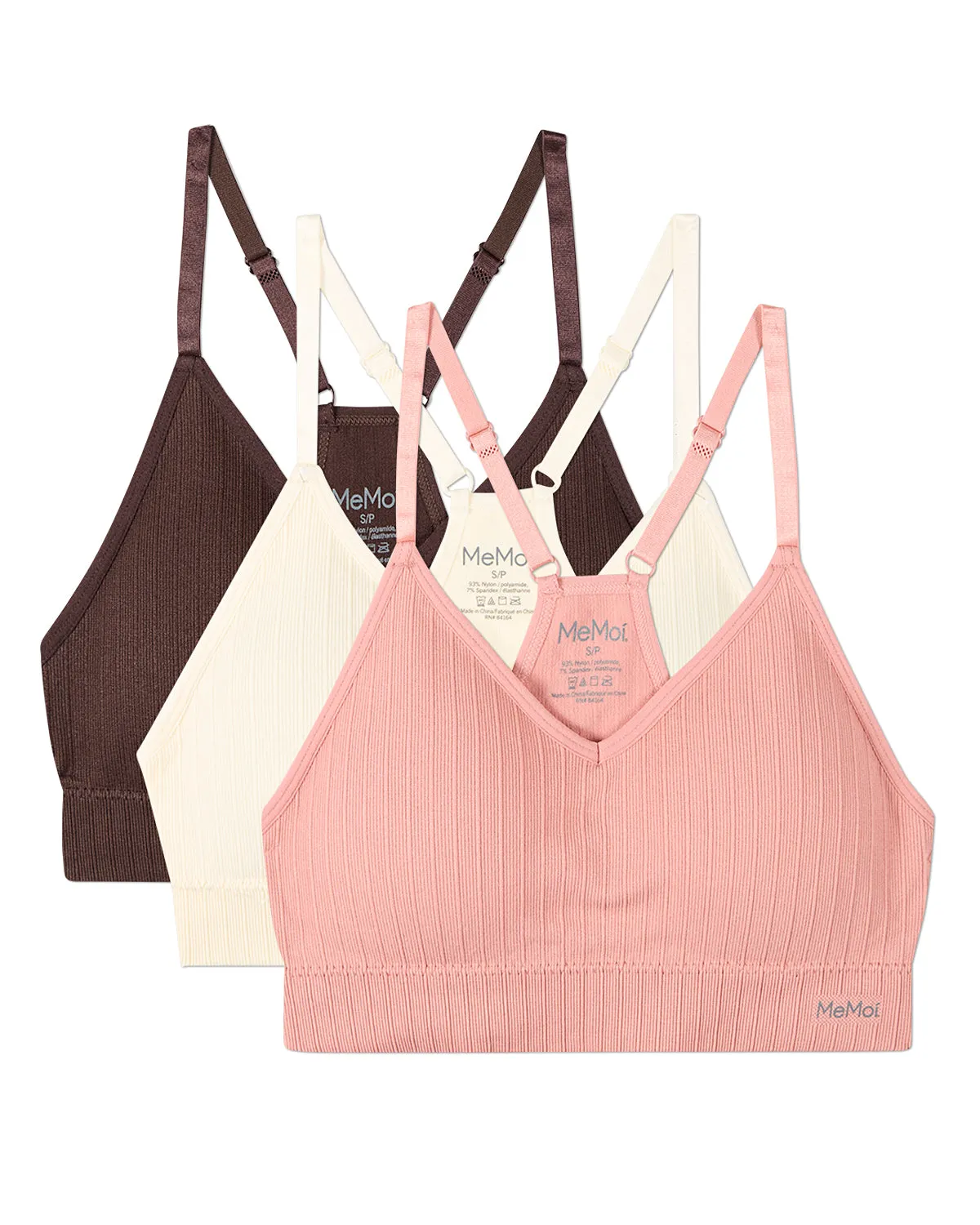 3-Pack Women's Seamless Racerback Ribbed Tag-Free Wireless Bras sold by MeMoi product image thumbnail 3