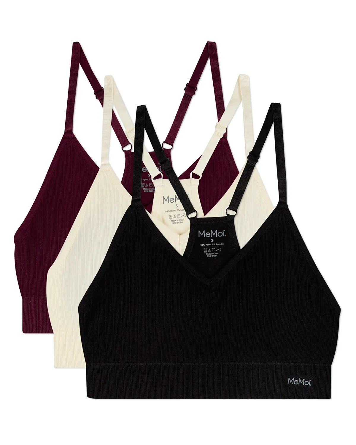 3-Pack Women's Seamless Racerback Ribbed Tag-Free Wireless Bras sold by MeMoi product image thumbnail 5