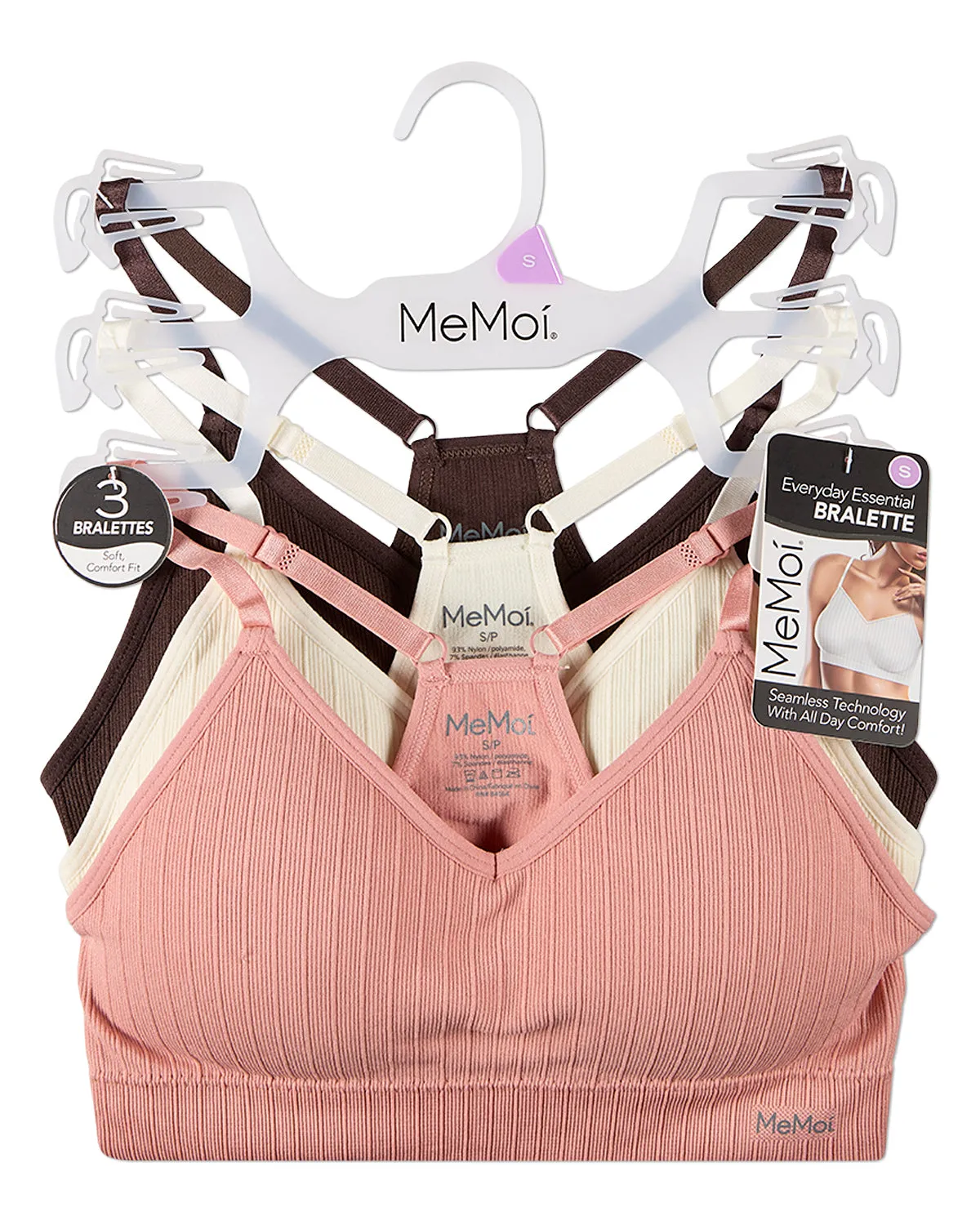 3-Pack Women's Seamless Racerback Ribbed Tag-Free Wireless Bras sold by MeMoi product image thumbnail 4