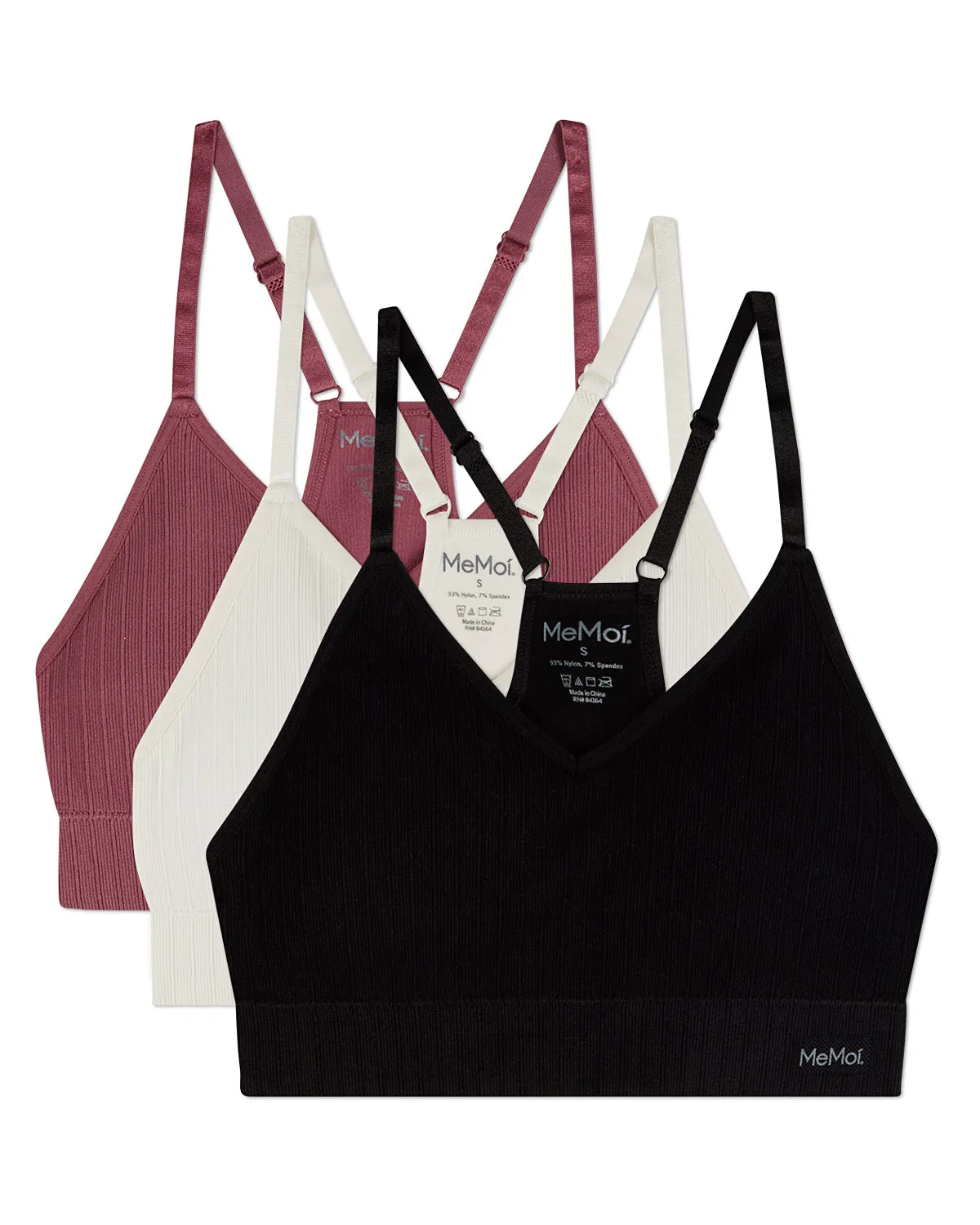 3-Pack Women's Seamless Racerback Ribbed Tag-Free Wireless Bras sold by MeMoi
