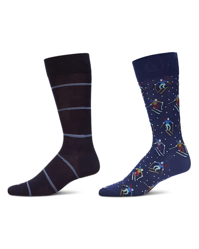 2 Pair Men's Sports-Themed Rayon-Blend Novelty Crew Socks sold by MeMoi