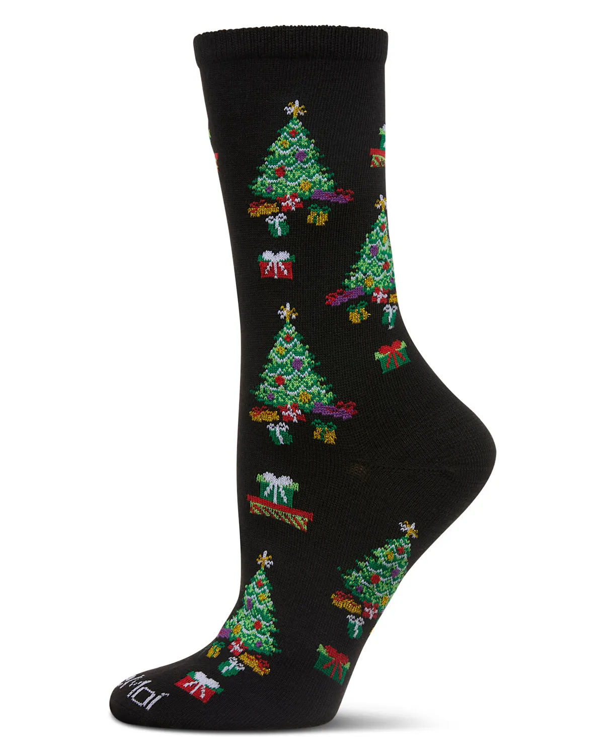 Women's "Gifted Trees" Holiday Crew Sock sold by MeMoi