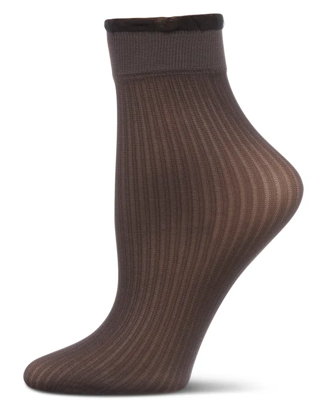 Women's Sheer Ruffle Cuff Ribbed Crew Sock sold by MeMoi