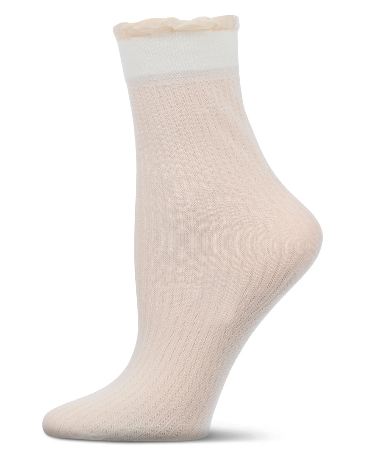 Women's Sheer Ruffle Cuff Ribbed Crew Sock sold by MeMoi product image thumbnail 3