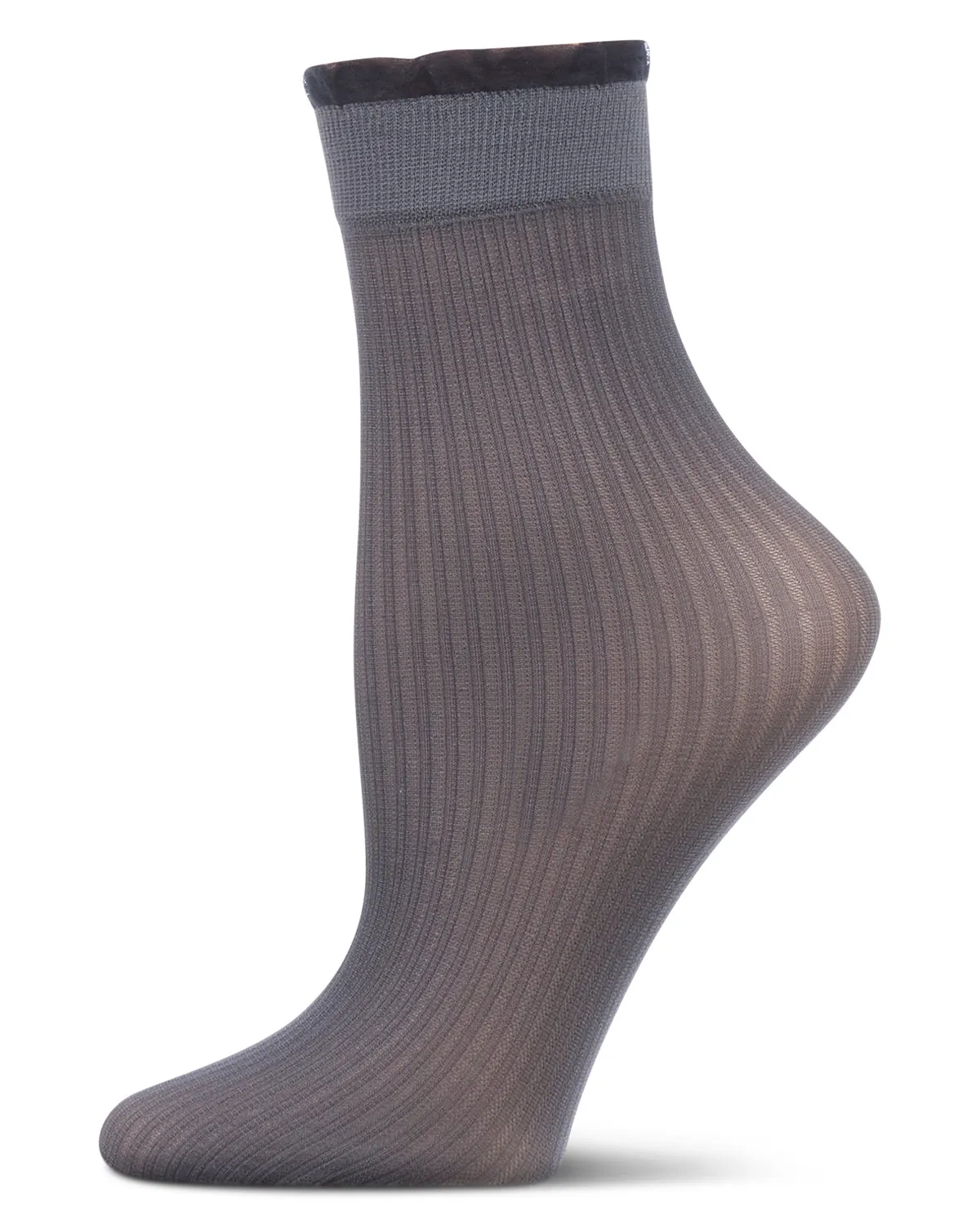 Women's Sheer Ruffle Cuff Ribbed Crew Sock sold by MeMoi product image thumbnail 2