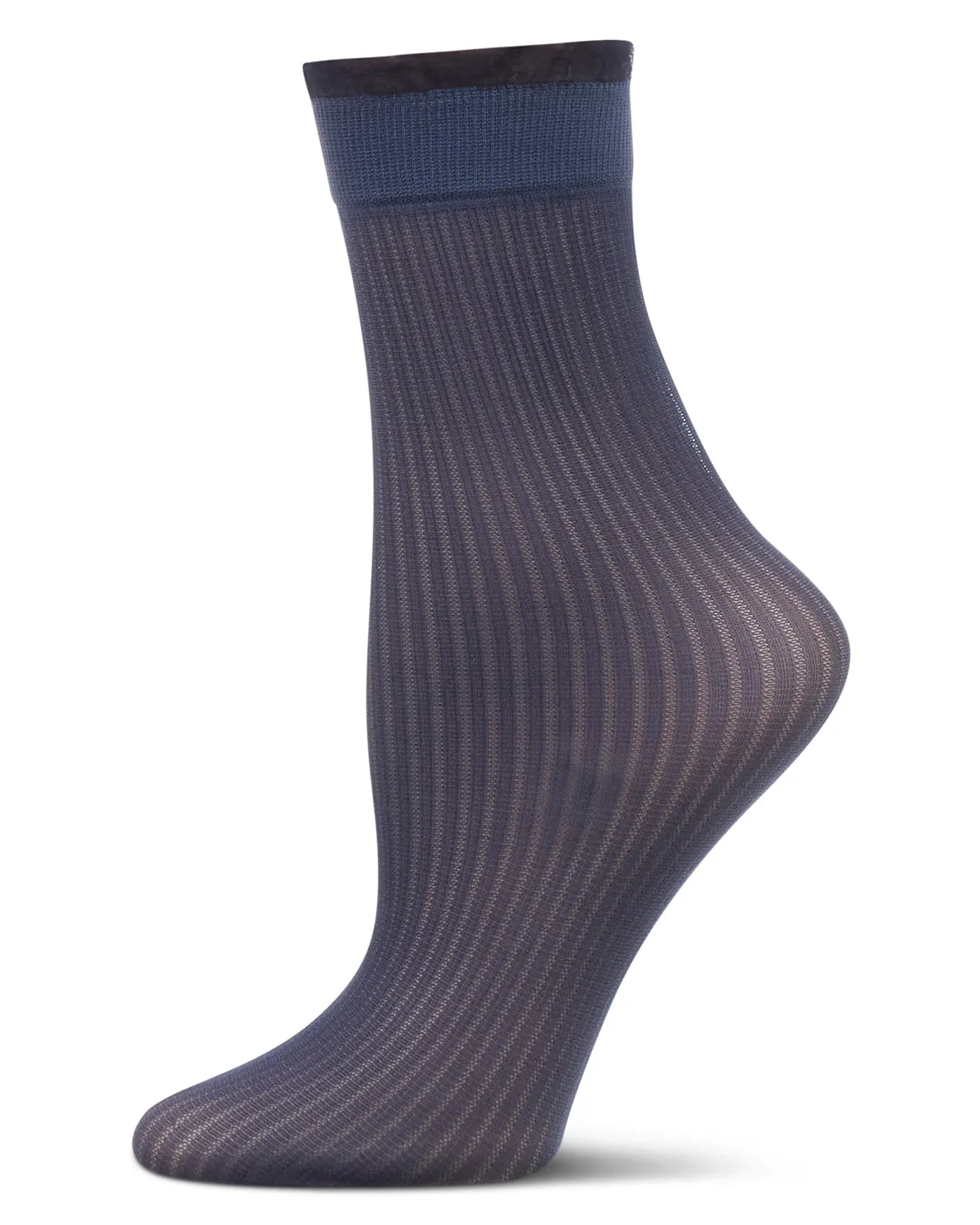 Women's Sheer Ruffle Cuff Ribbed Crew Sock sold by MeMoi product image thumbnail 4