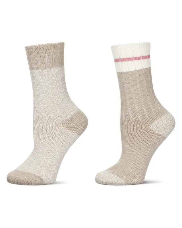 Women's 2 Pair Pack Rugby Stripes Buttersoft Crew Socks sold by MeMoi