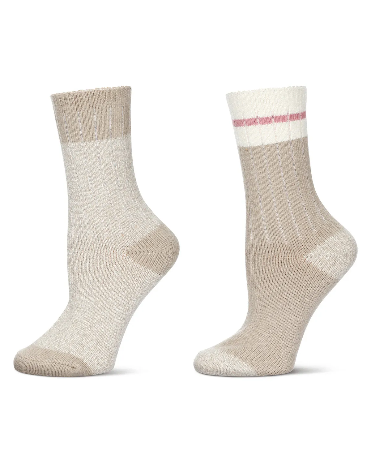 Women's 2 Pair Pack Rugby Stripes Buttersoft Crew Socks sold by MeMoi