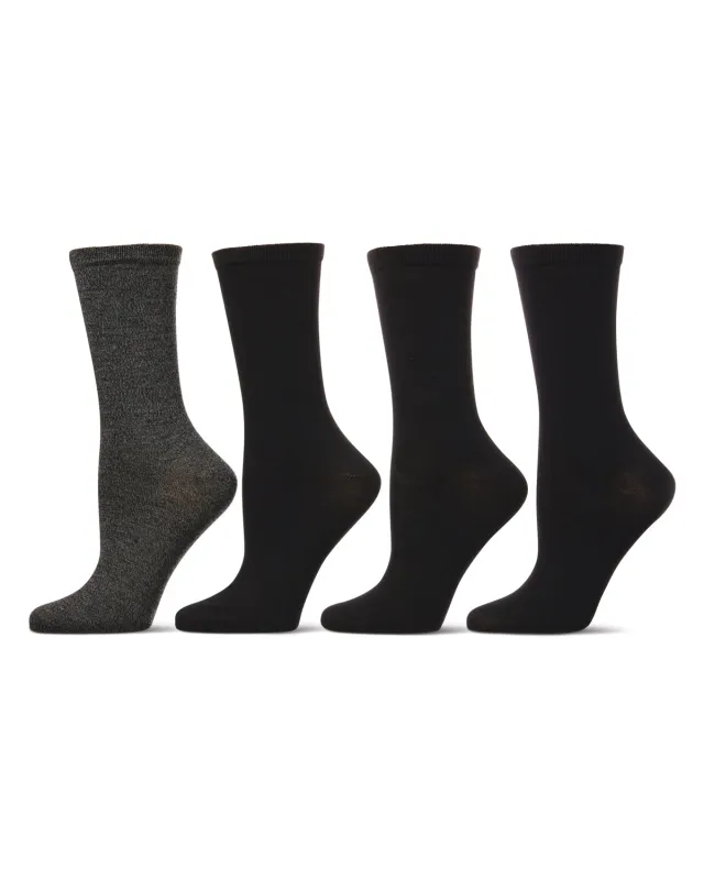 Women's 4 Pair Pack Solid Buttersoft Crew Socks made by MeMoi