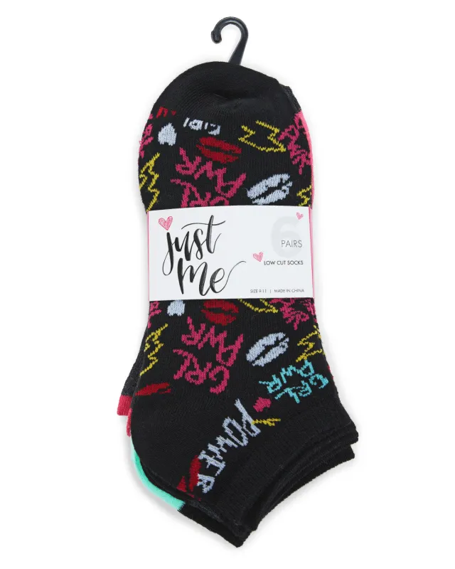 Women's 6 Pair Pack Girl Power Low Cut Socks made by Just Me