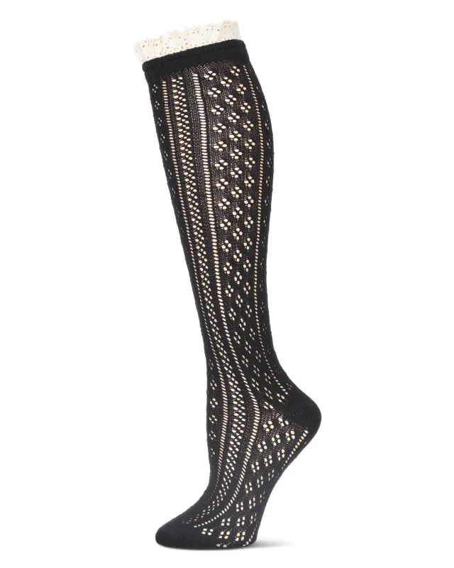 Women's Eyelet Romance Knee-High Socks made by MeMoi