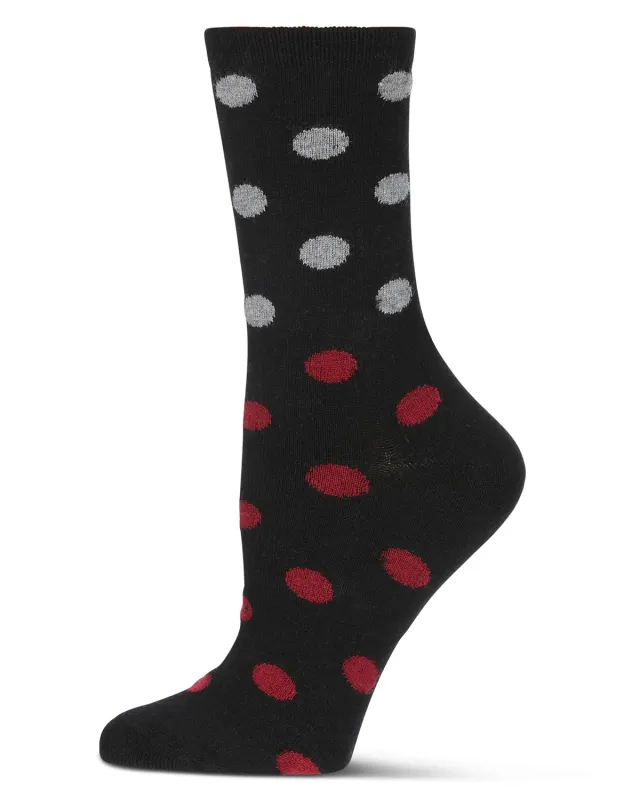 Women's Spotted Cashmere Blend Crew Socks made by MeMoi