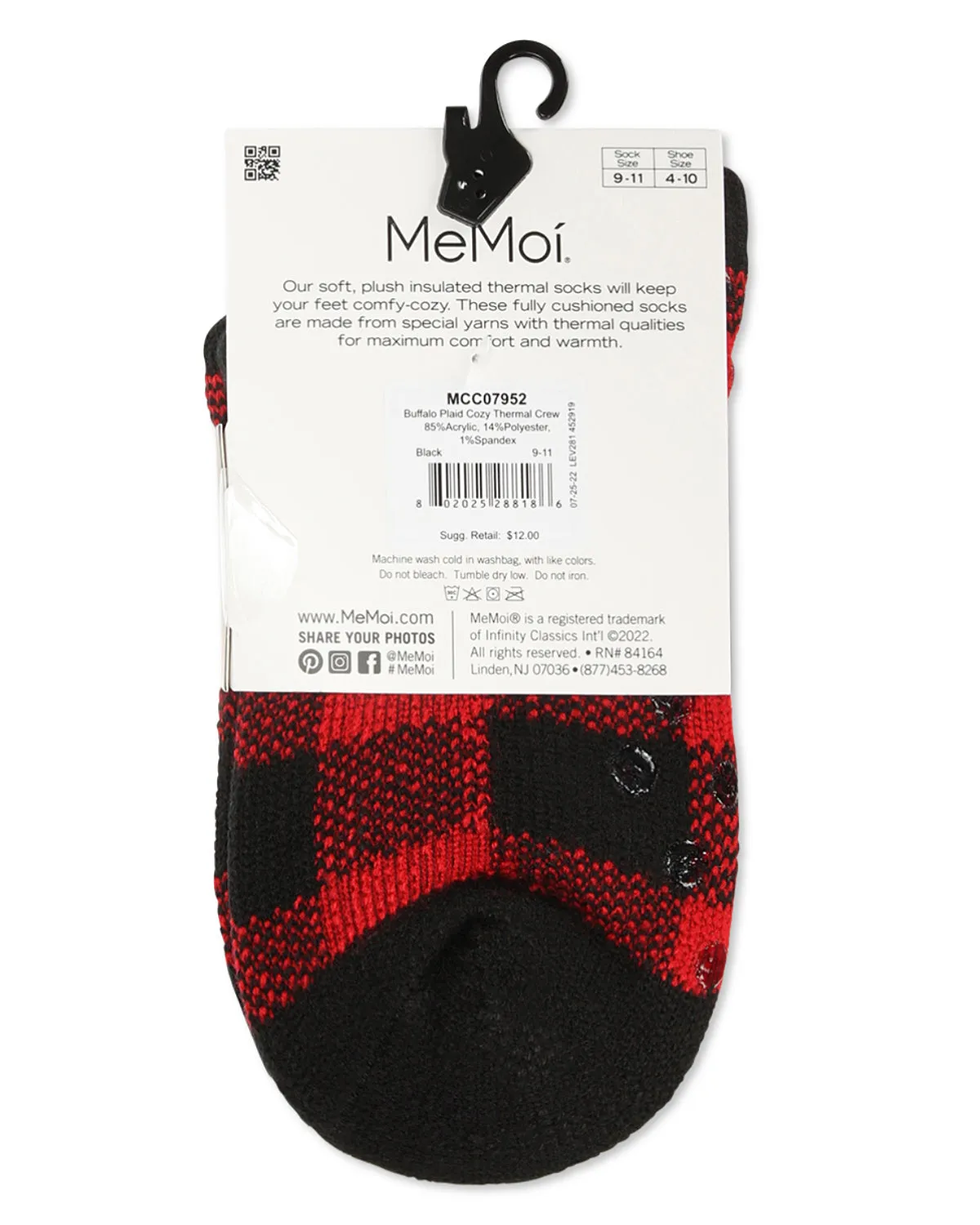 Women's Buffalo Plaid Cozy Warm Thermal Crew Socks sold by MeMoi product image thumbnail 3