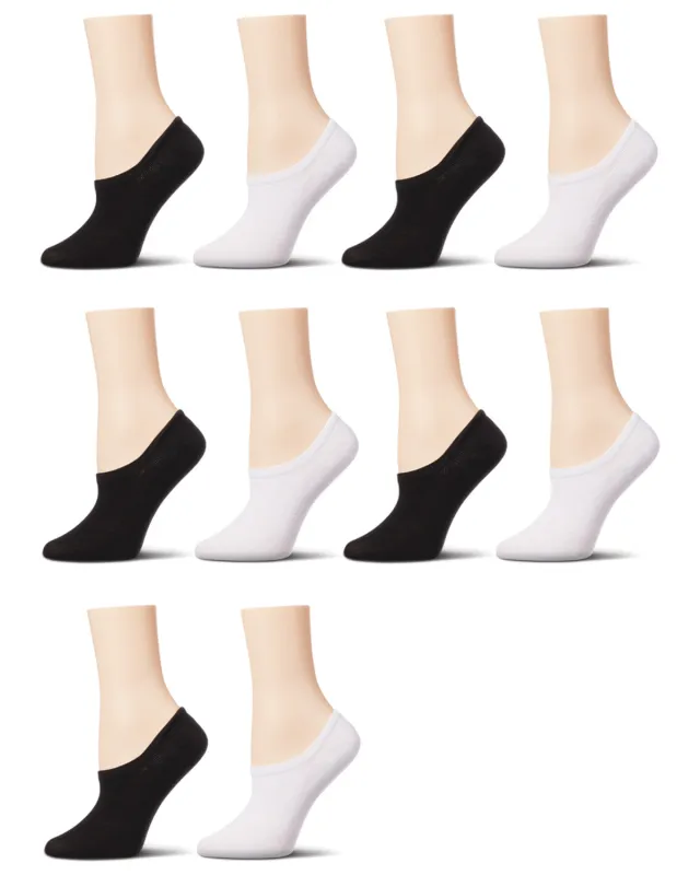 Women's 10 Pair Pack Cotton Blend No Show Sneaker Liners made by MeMoi