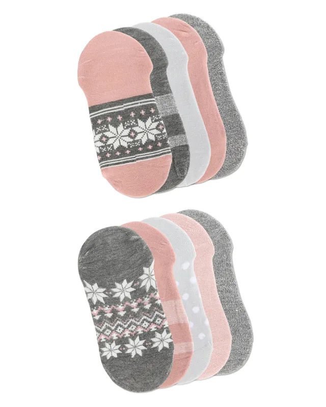 Women's 10 Pair Pack Fairisle No Show Sneaker Liners made by MeMoi